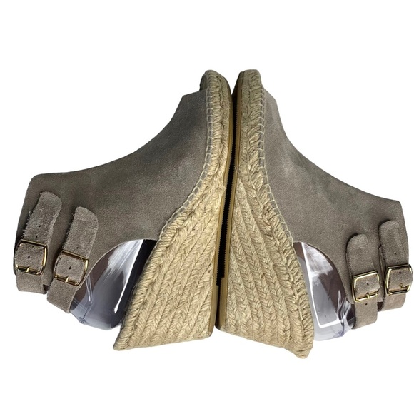 KANNA Women's Sz 39 / 8 Beige Brown Suede Ankle Strap Wedge Espadrille Sandals - Picture 8 of 15